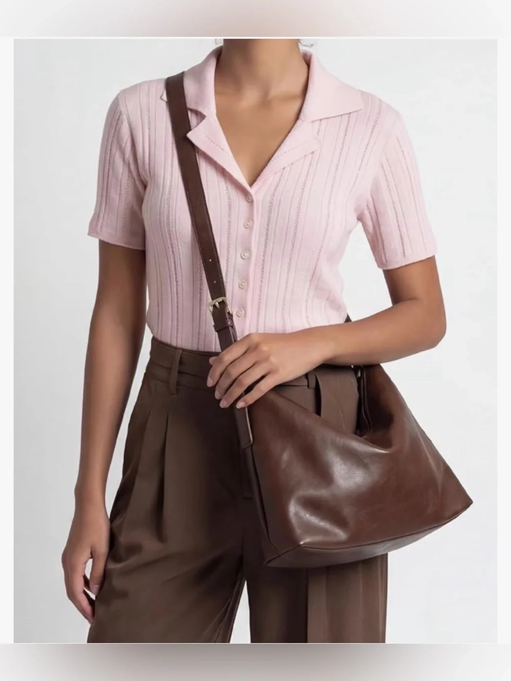 Apryl Brown Slouchy Hobo Shoulder Bag Adjustable Strap Purse
